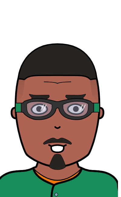 black guy with glasses in sea green jersey