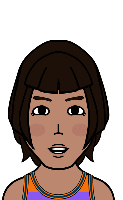 brown skin girl in a sleeveless top with curly hair