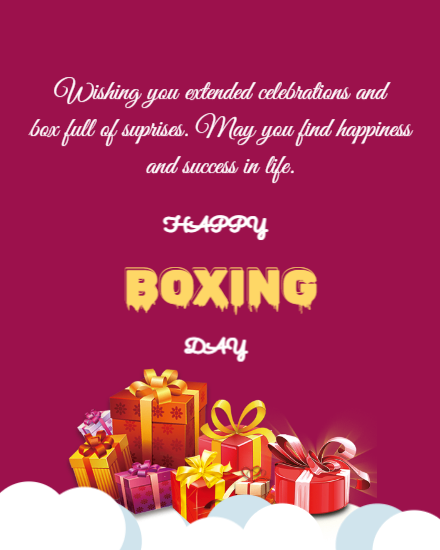 maron read boxing day card with gift boxes