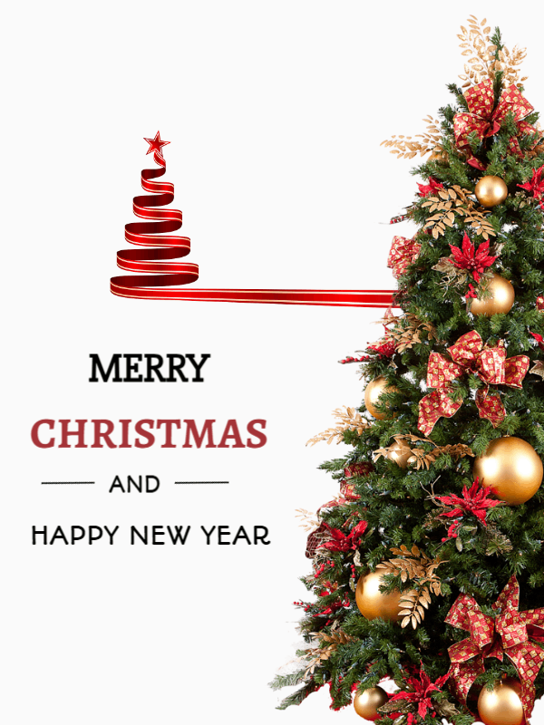 Merry Christmas and Happy New Year with a ornament tree