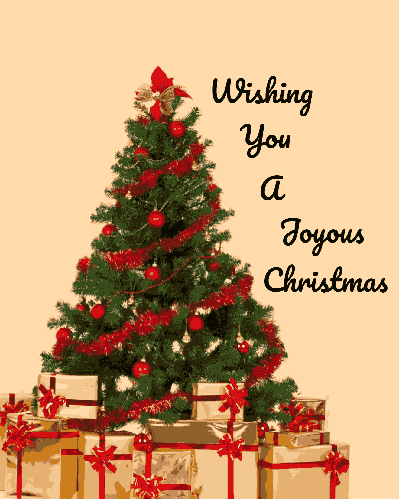 tree decorated with gift box card