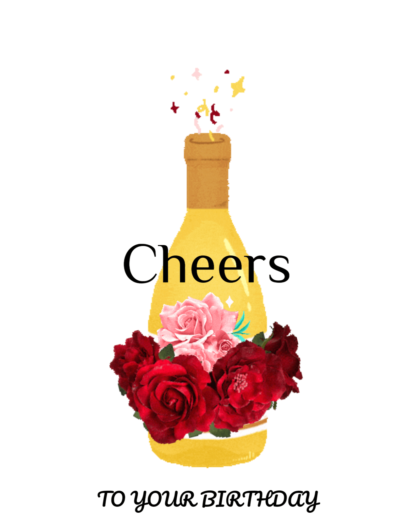 yellow champagne birthday card