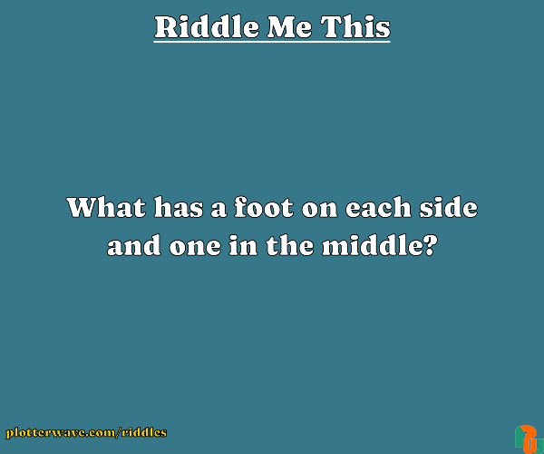 What has a foot on each side and one in the middle?